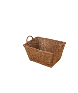 CESTA PORTALEGNA RETTANGOLARE "COTTAGE" SENZA FODERA IN SALICE CON MANICI, 59X47X32 CM